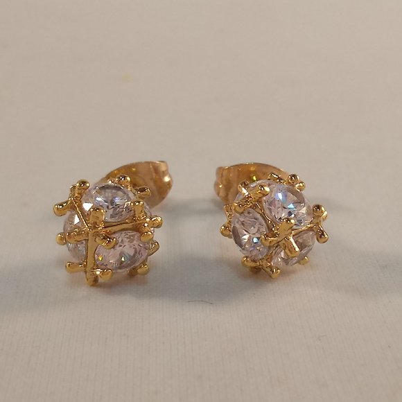 Jewelry - 18K Yellow Gold Filled Mystical Magic Ball White Diamond Zircon stud Earrings